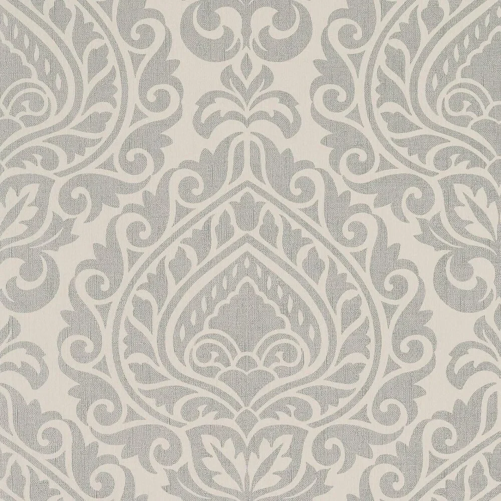 Anna French Annette Metallic Silver On Linen Wallpaper 3 Rolls NWT Imported Chic